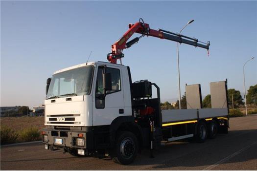 Iveco Eurotech 260E31 allestito con pianale fisso con rampe e gru HC 150 A3 (VENDUTO)